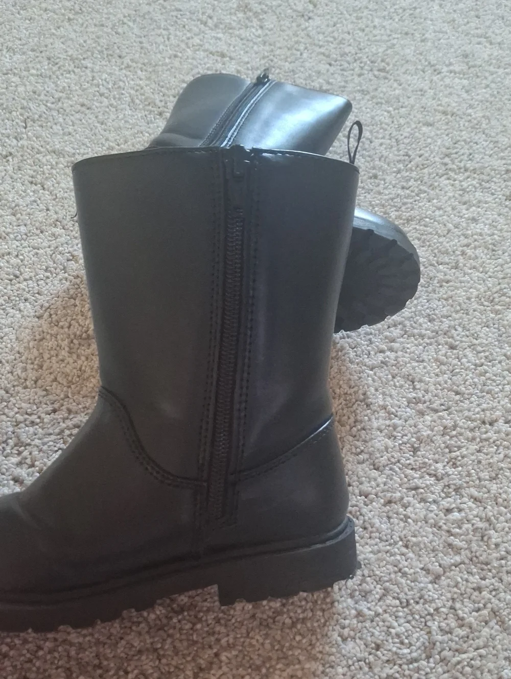 Toddler Girls Classic Black Mid-Calf Leather Boots